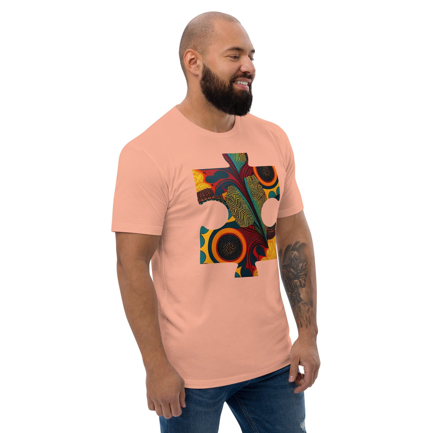 African Ankara Puzzle Piece: Vibrant T-Shirt Design with Traditional Patterns