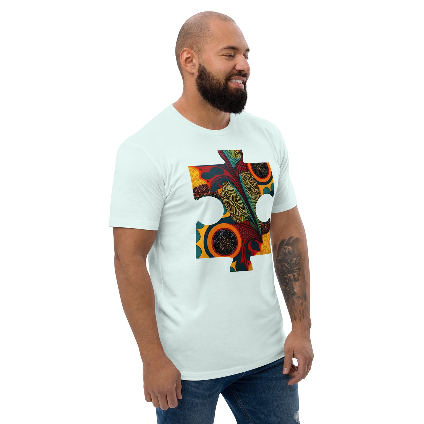 African Ankara Puzzle Piece: Vibrant T-Shirt Design with Traditional Patterns