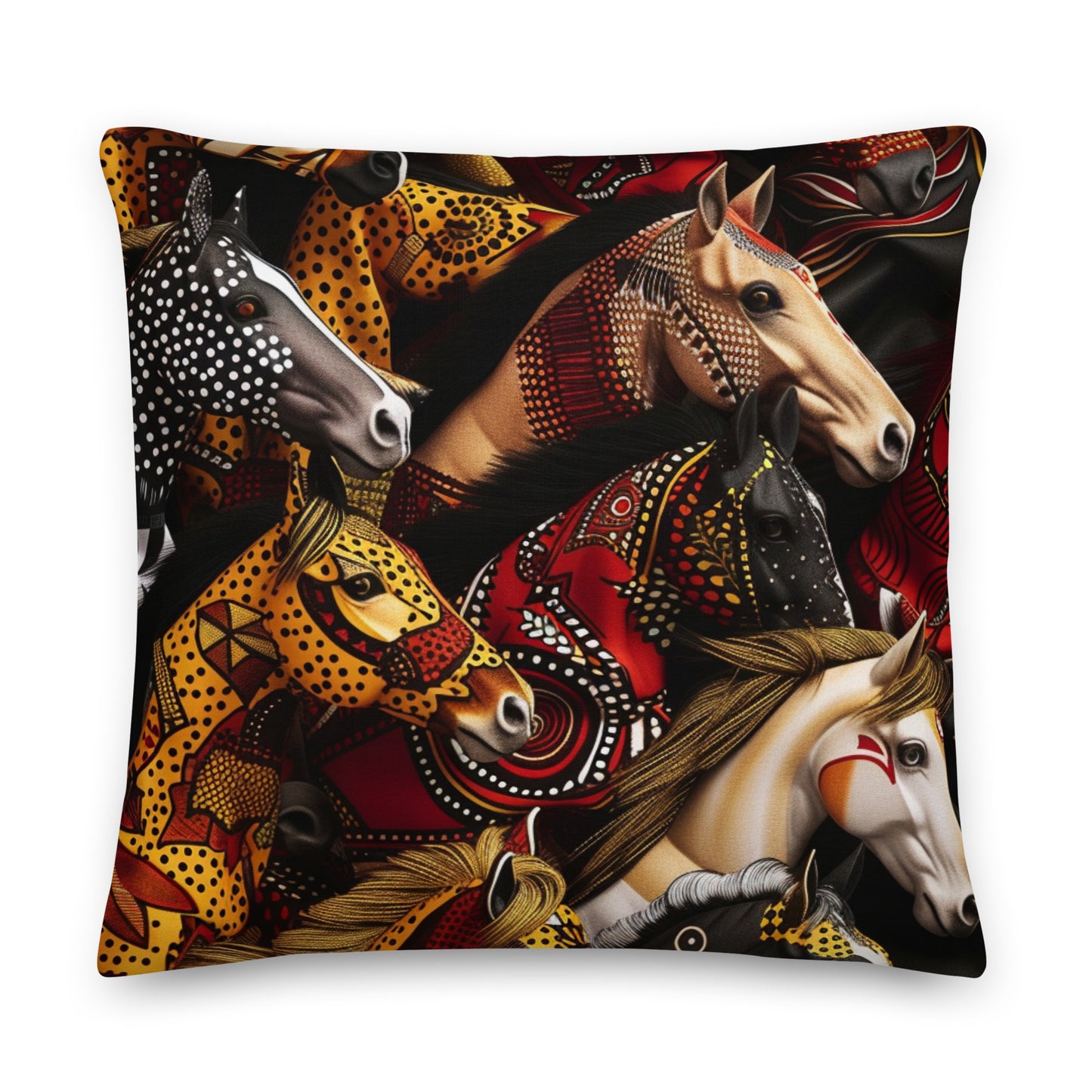 African Ankara Horse Design: Vibrant Colours All-Over Print Premium Pillow