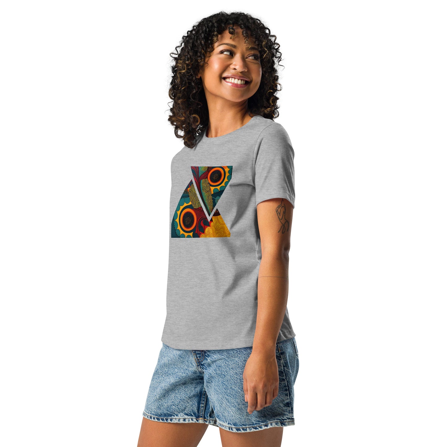 Women's African Ankara Triangle Blend Design: Relaxed T-Shirt