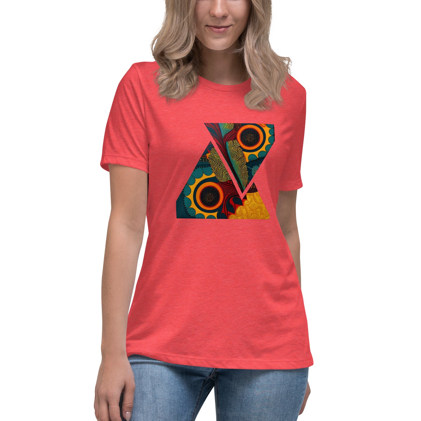 Women's African Ankara Triangle Blend Design: Relaxed T-Shirt